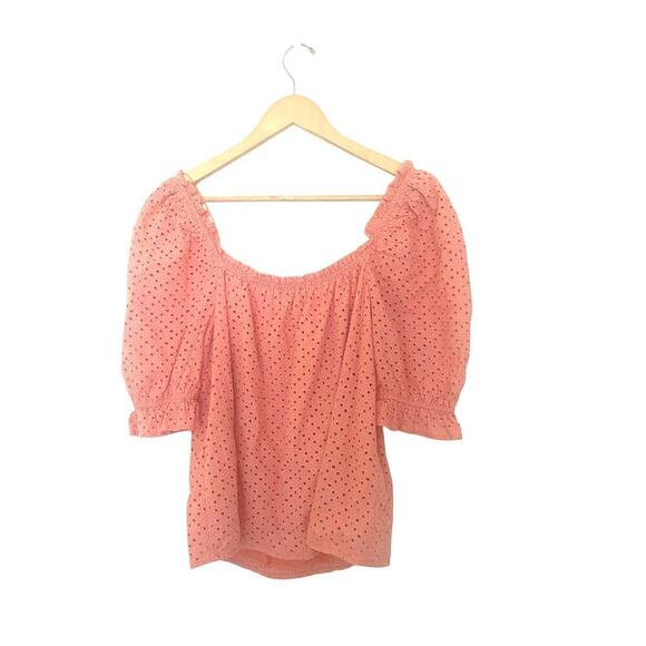 Pomander Place Iris Coral Eyelet Top Size XS - Picture 3 of 5
